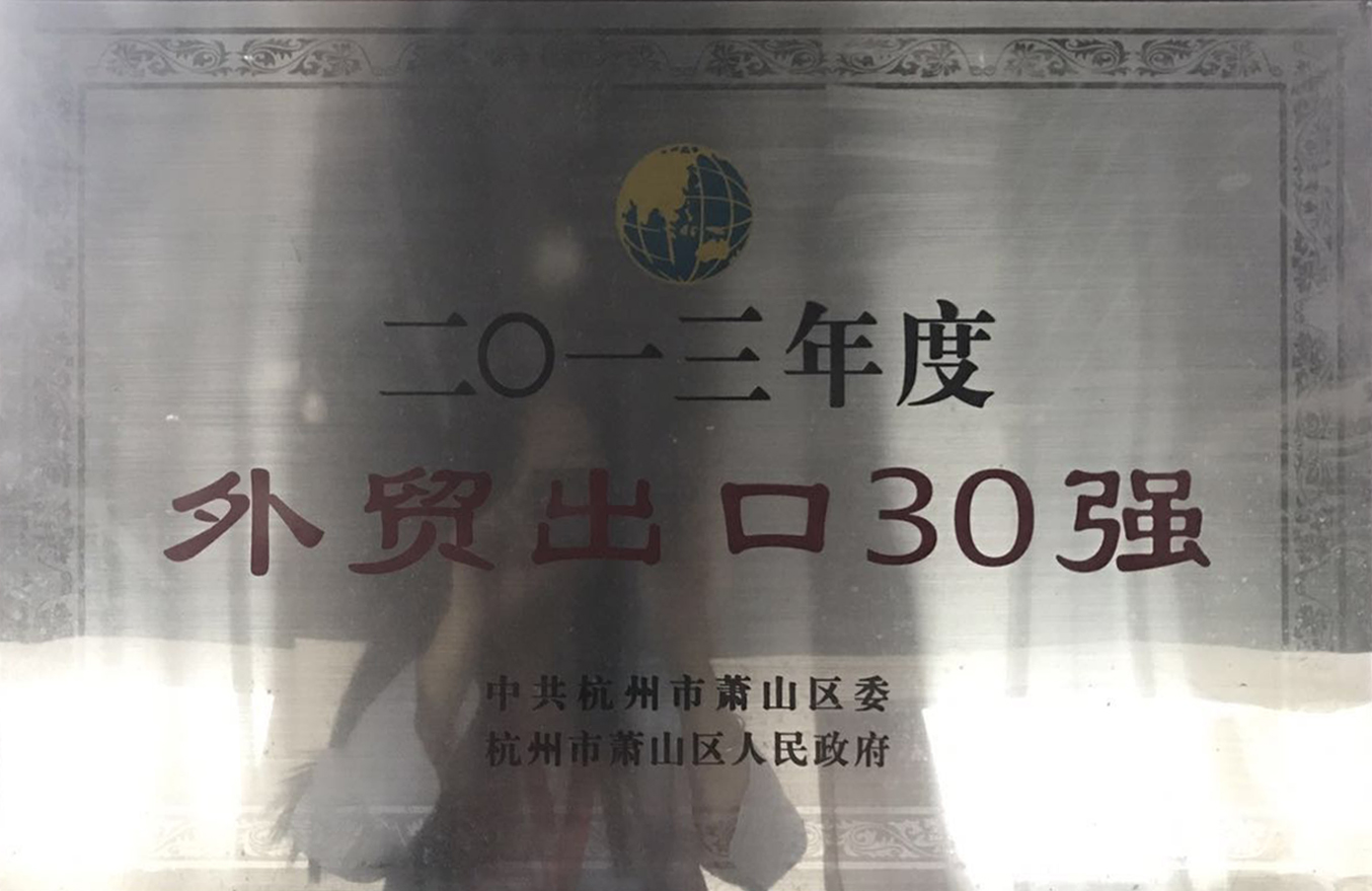 2013年度“外贸出口30强”奖牌